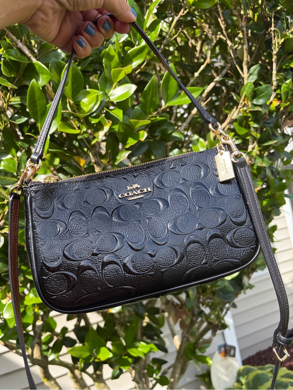 Coach Nolita 19 Black Signature debossed patent leather Purse F56518